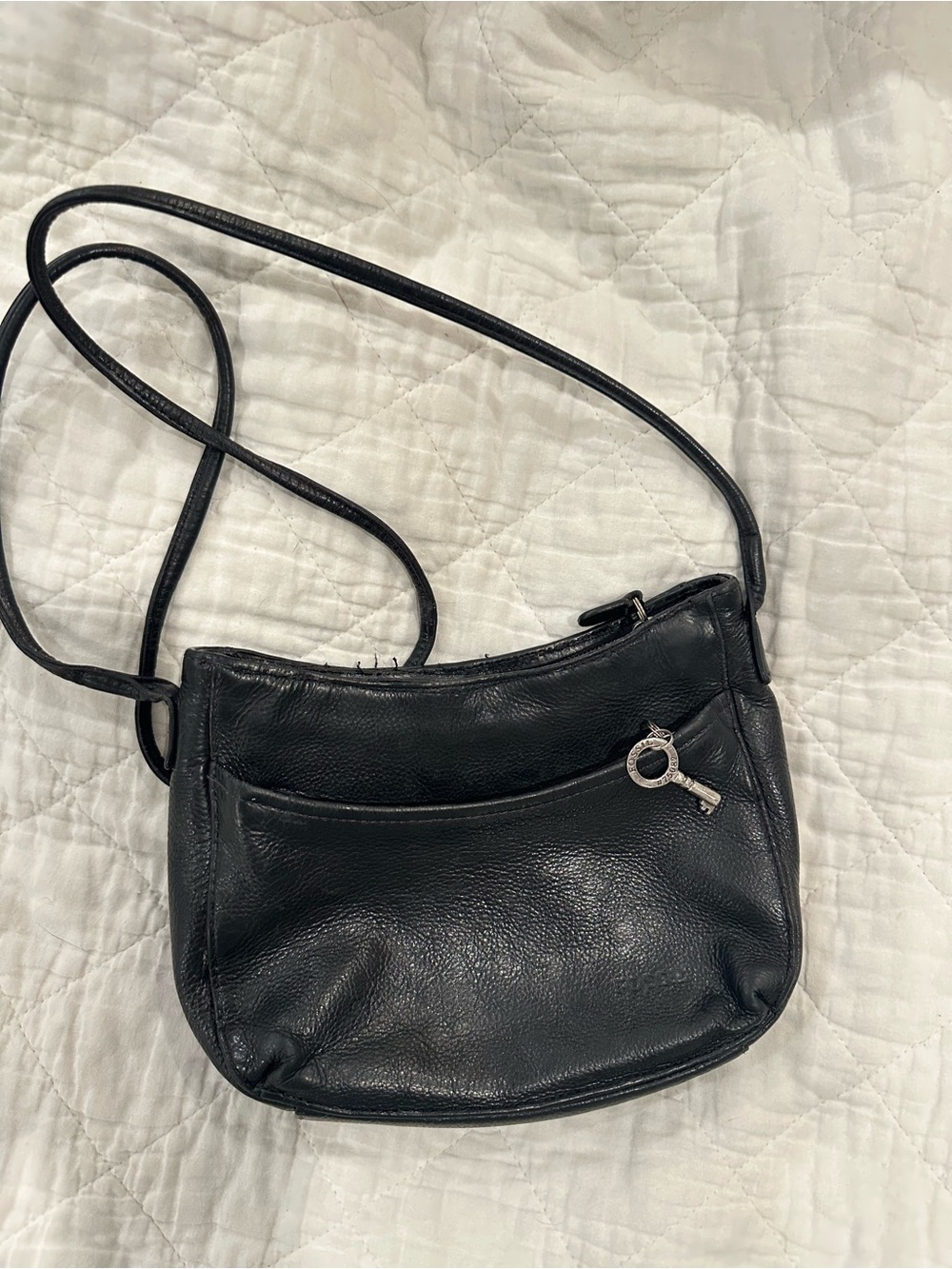 Fossil Vintage Black Leather Crossbody Bag